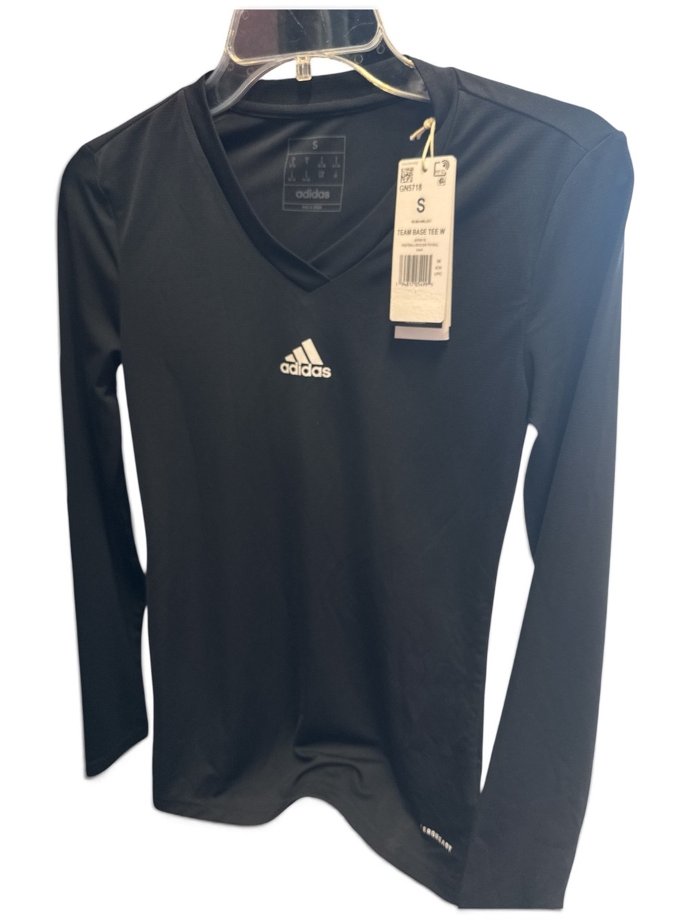NWT Adidas Aeroready Jersey Black Long Team Tee Women’s SZ SM pit2pit 17”